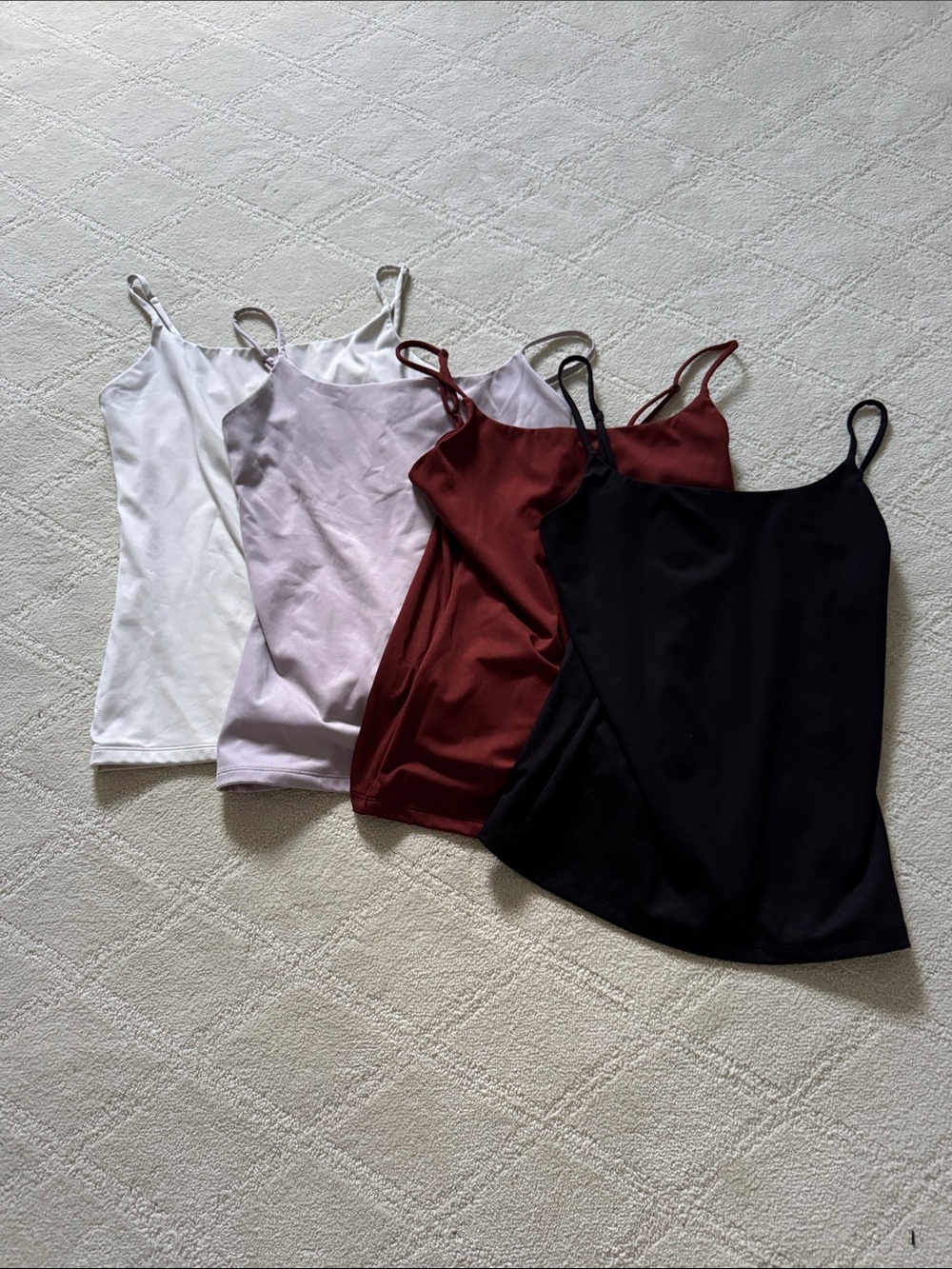 4 Pack Women’s Satin Cami Tank Top - White, Light Purple, Burgundy, Black